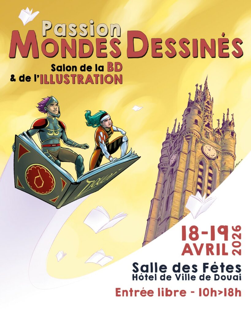 Affiche du salon Passion Mondes Dessinés, salon de la bande dessinée à Douai